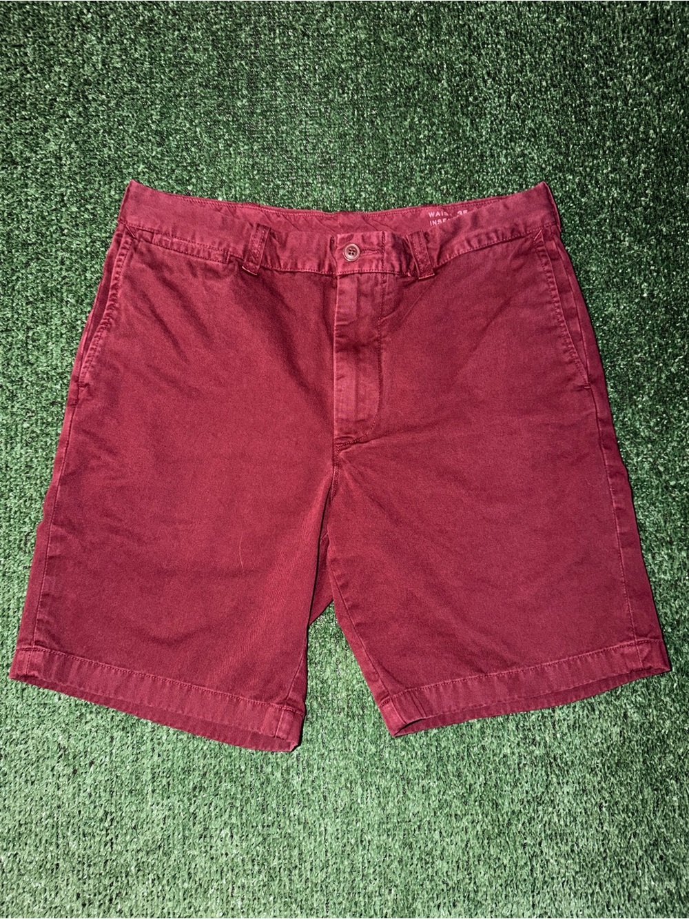 J.Crew Stanton Chino Shorts Burgundy Cotton Twill Garment Dye 9” Inseam Men’s